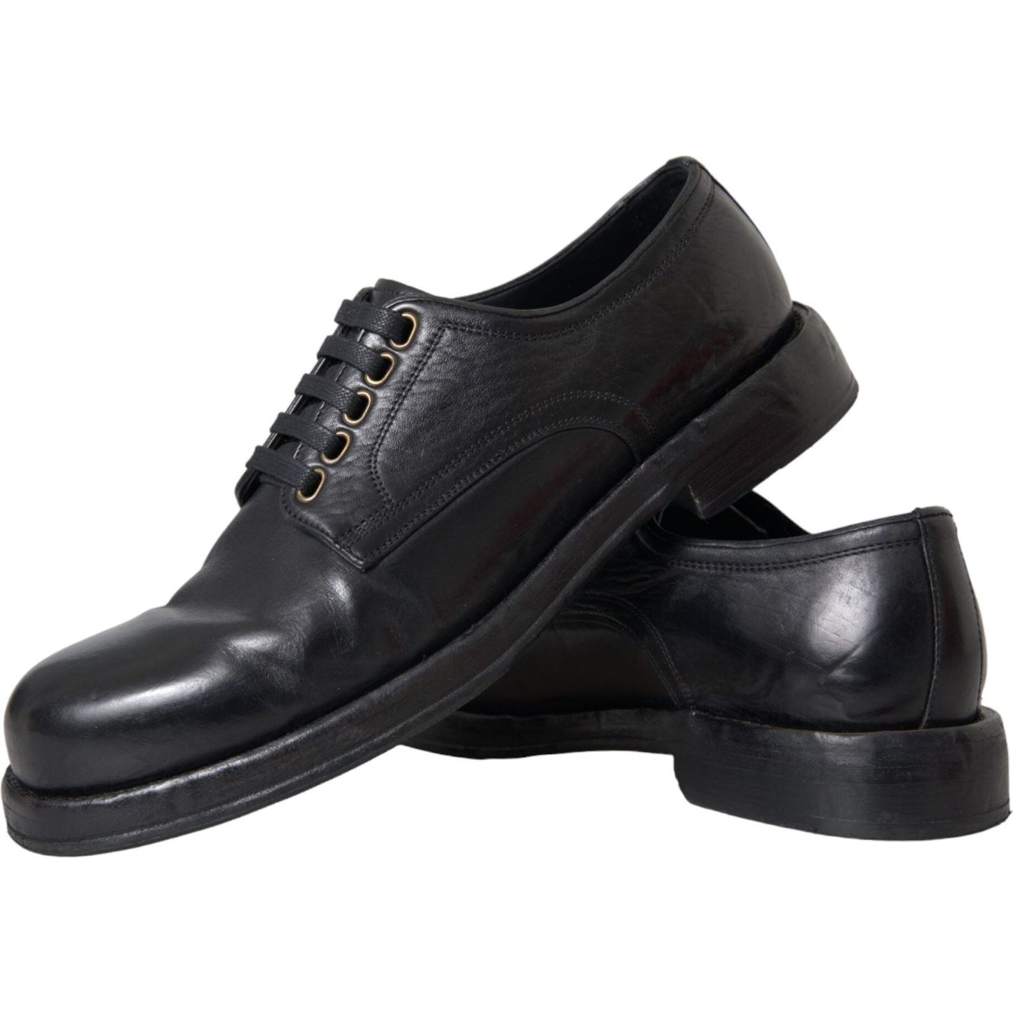 Dolce & Gabbana Black Horse Leather Derby Men Dress Shoes Dolce & Gabbana