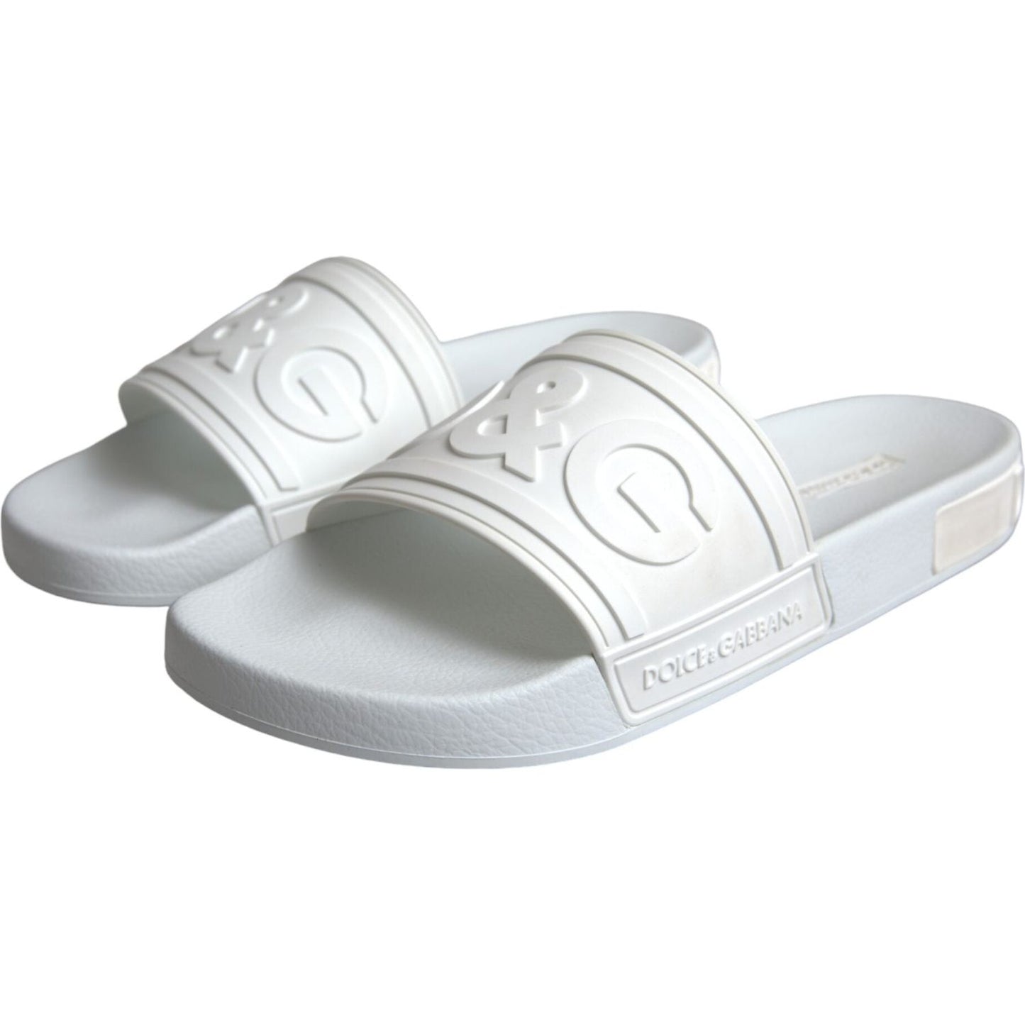 Dolce & Gabbana White Rubber Slides Sandals Beachwear Shoes Dolce & Gabbana