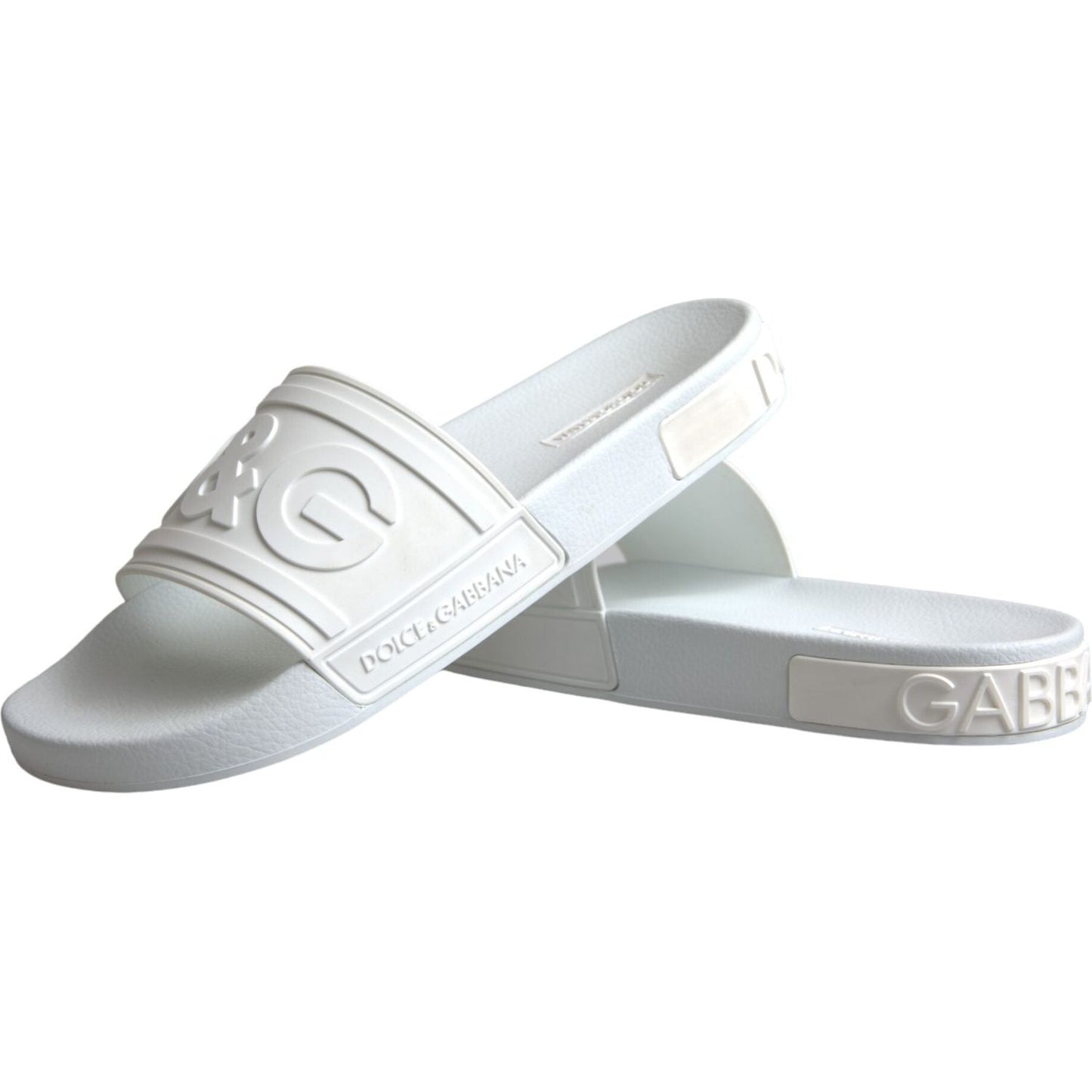 Dolce & Gabbana White Rubber Slides Sandals Beachwear Shoes Dolce & Gabbana