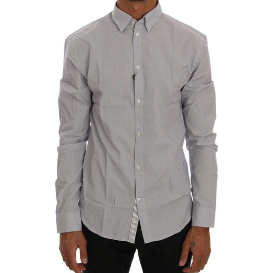 Frankie Morello White Blue Check Casual Cotton Regular Fit Shirt