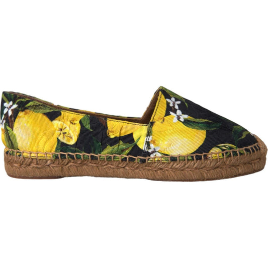 Dolce & Gabbana Multicolor Lemon Slip On Espadrilles Shoes 1728,67345645728,Dolce & Gabbana,Espadrilles - Flats - Shoes,EU35/US4.5,EU36/US5.5,Flat Shoes - Women - Shoes,Flats - Shoes,Material: 67% Viscose 33% Cotton,Multicolor,New with tags,Shoes,Women,Wo