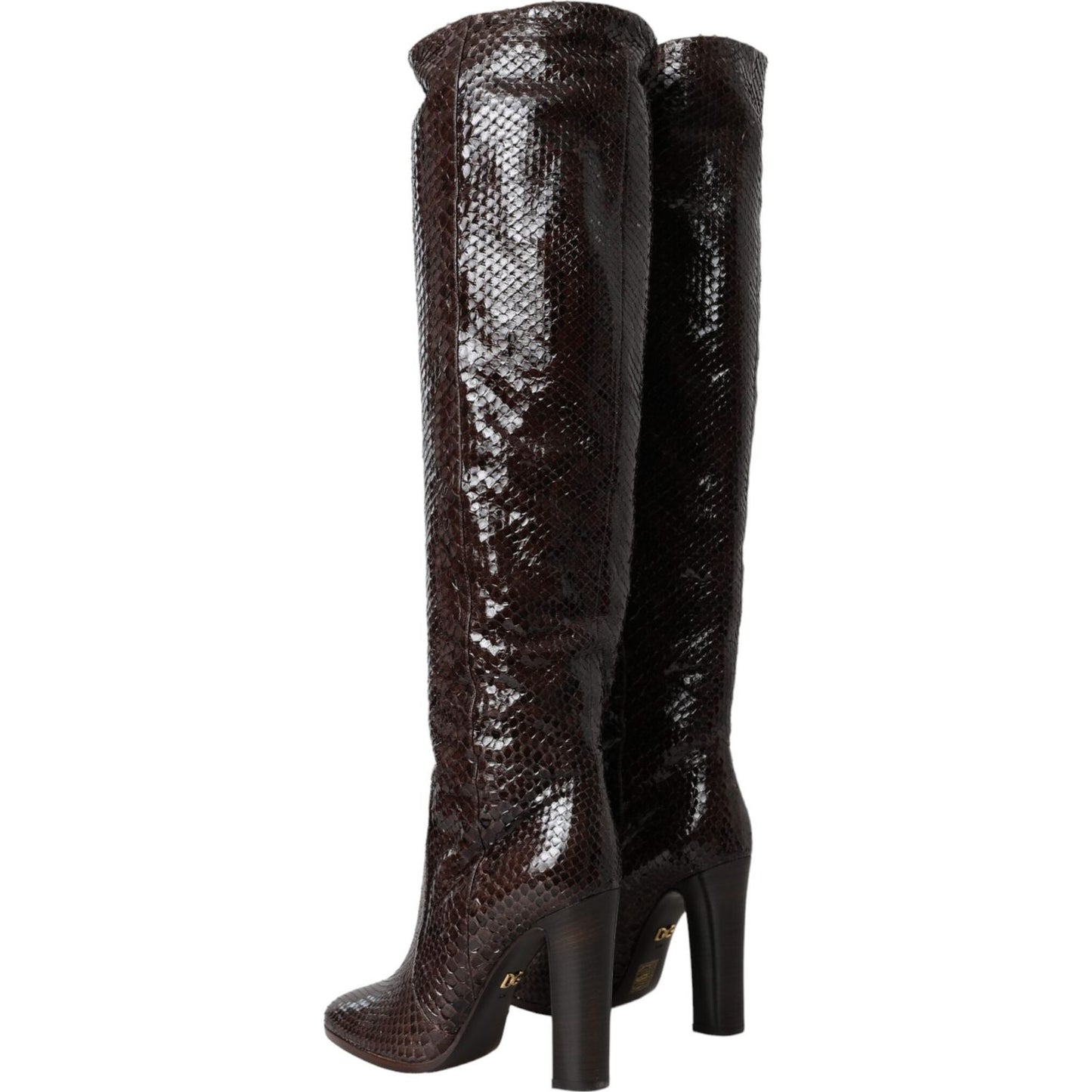 Dolce & Gabbana Brown Exotic Leather Heels High Boots Shoes Dolce & Gabbana