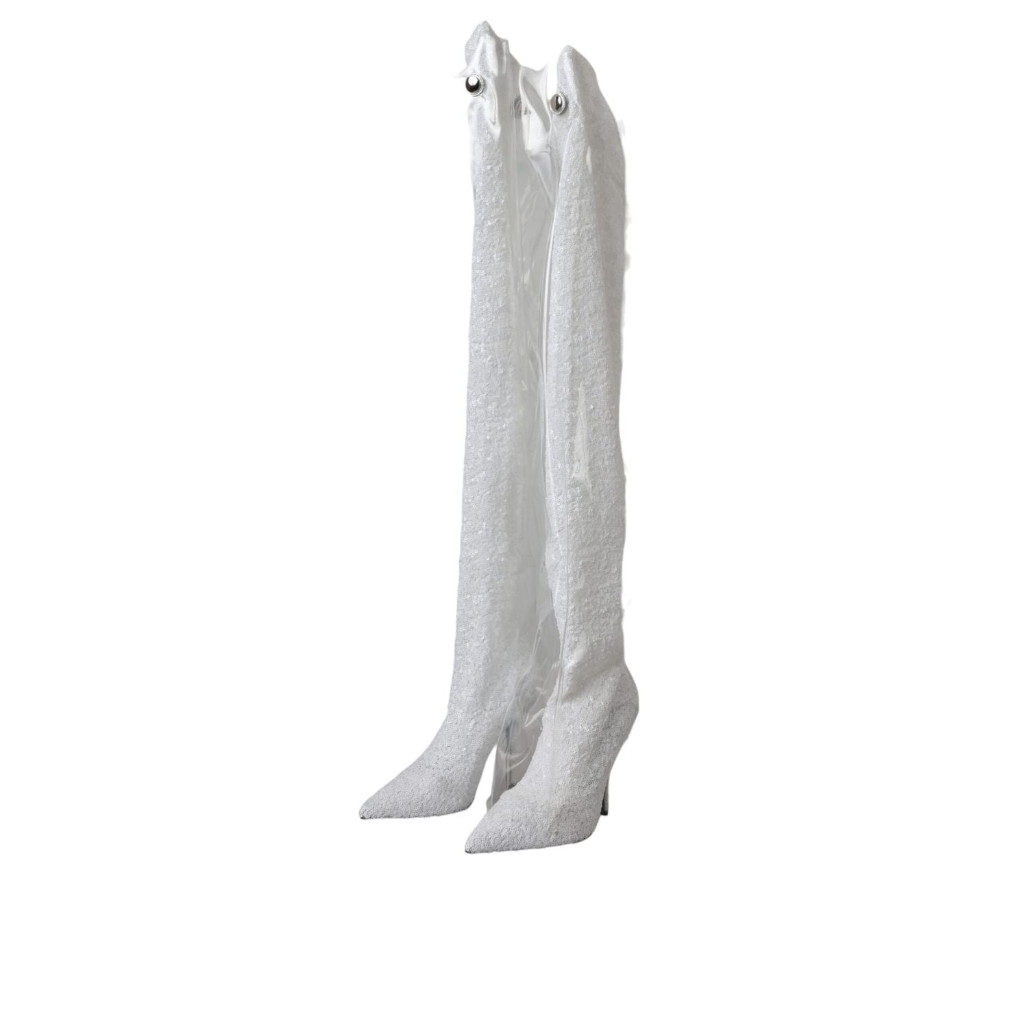 Dolce & Gabbana White Heels Stiletto Knee High Boots Shoes
