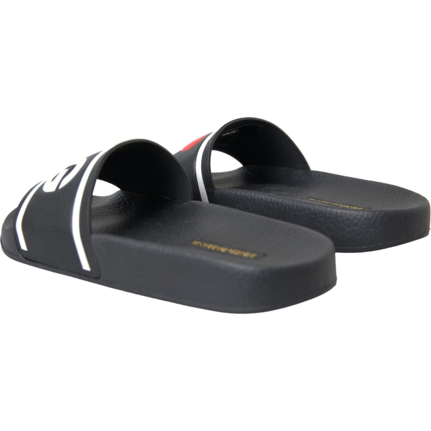 Dolce & Gabbana Black Leather I Love D&G Sandals Slides Shoes Dolce & Gabbana