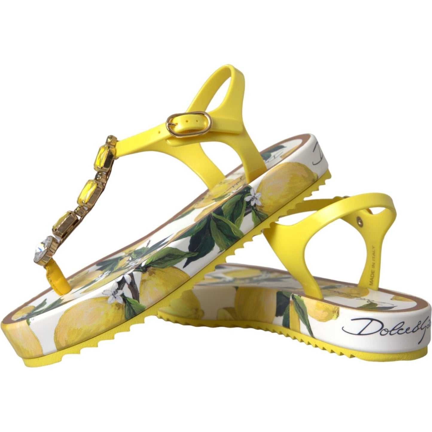 Dolce & Gabbana Yellow Lemon Beachwear Flats Sandals Shoes Dolce & Gabbana