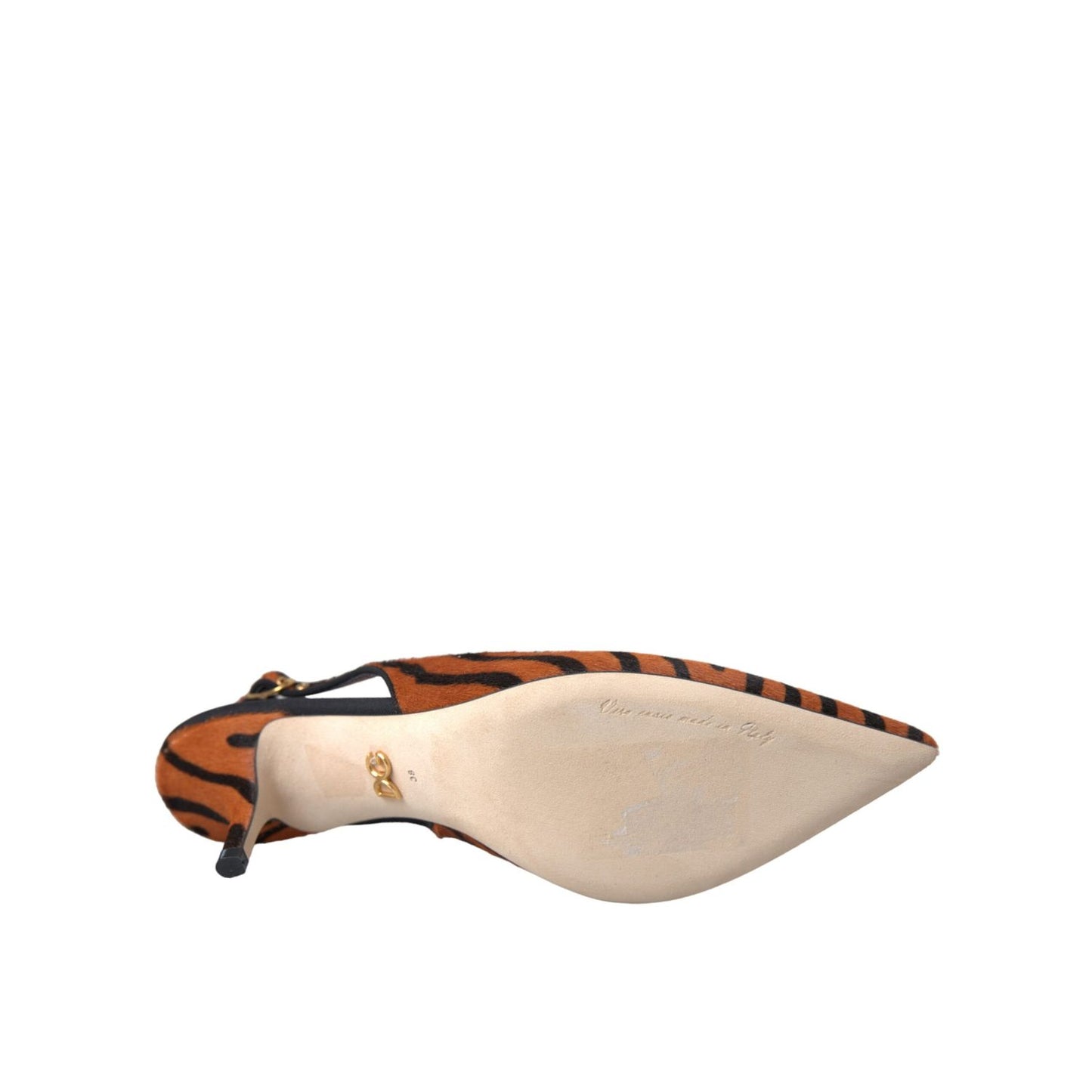 Dolce & Gabbana Black Orange Zebra Leather Slingbacks Shoes Dolce & Gabbana