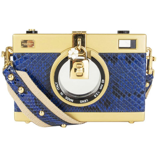 Dolce & Gabbana Blue Leather Di Pitone Crossbody Bag Dolce & Gabbana