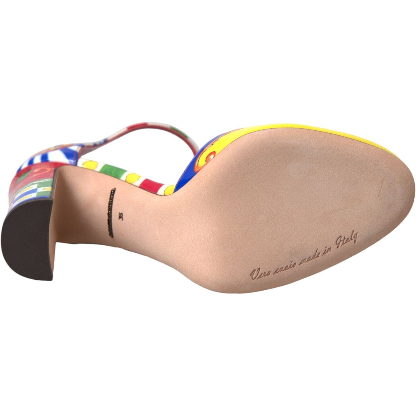 Dolce & Gabbana Multicolor Carretto T-strap Sandals Shoes Dolce & Gabbana