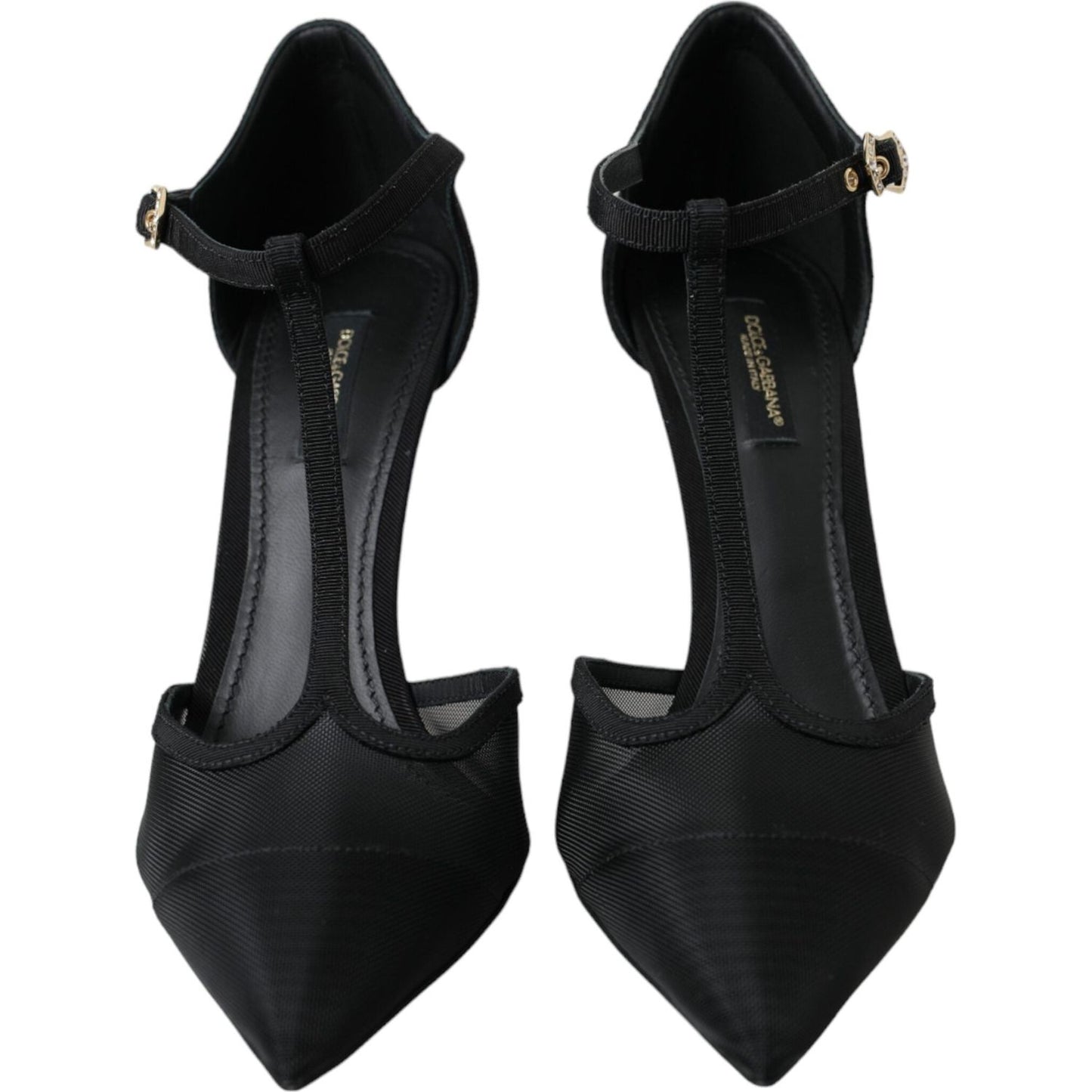 Dolce & Gabbana Black Mesh T-strap Stiletto Heel Pumps Shoes Dolce & Gabbana