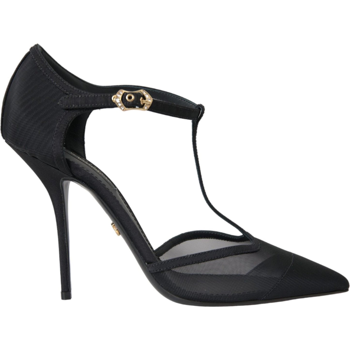 Dolce & Gabbana Black Mesh T-strap Stiletto Heel Pumps Shoes Dolce & Gabbana