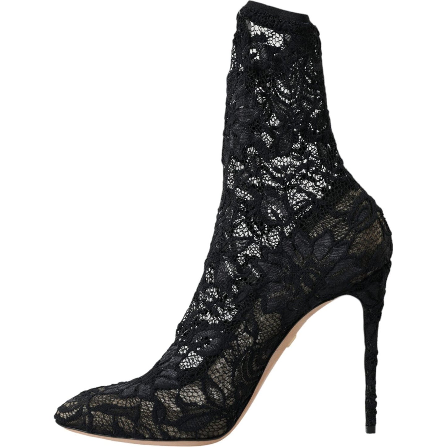 Dolce & Gabbana Black Stretch Taormina Lace Boots Shoes Dolce & Gabbana