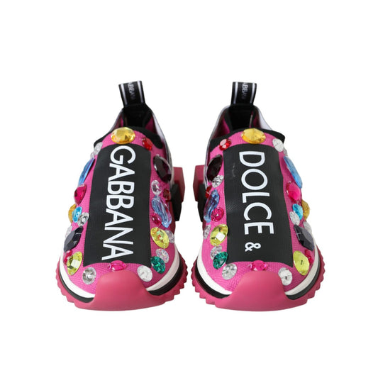 Dolce & Gabbana Pink Sorrento Crystals Sneakers Shoes 1728,67345645728,Dolce & Gabbana,EU36.5/US6,Material: 70% Polyester 5% Elastane 2% Algodon,New with tags,Pink,Shoes,Sneakers - Women - Shoes,Women,Women - Shoes Dolce & Gabbana LA11070-36.5