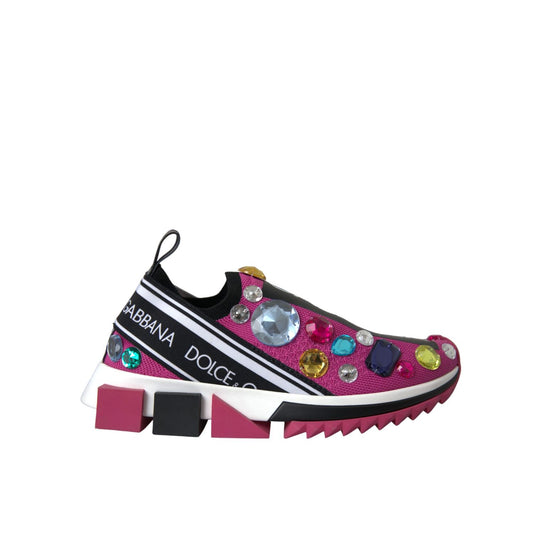 Dolce & Gabbana Pink Sorrento Crystals Sneakers Shoes 1728,67345645728,Dolce & Gabbana,EU36.5/US6,Material: 70% Polyester 5% Elastane 2% Algodon,New with tags,Pink,Shoes,Sneakers - Women - Shoes,Women,Women - Shoes Dolce & Gabbana LA11070-36.5