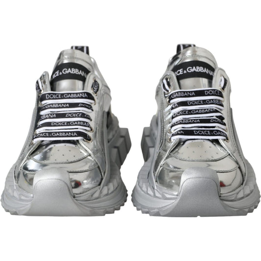 Silver Leather Super Queen Sneakers Shoes