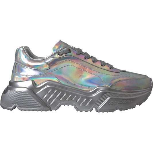 Silver Iridescent DAYMASTER Leather Sneakers Shoes