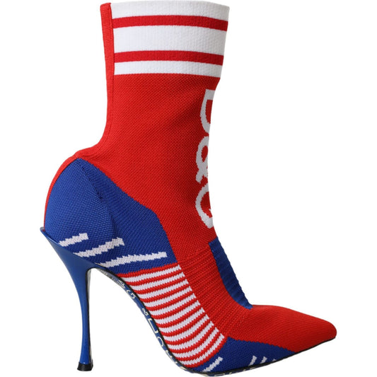 Red Blue Stretch Sock Style Short Boots Logo Shoes