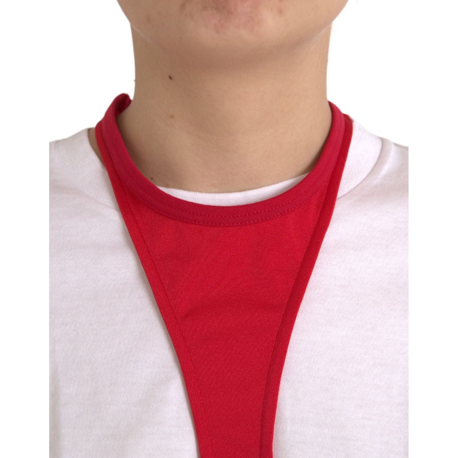 فستان قصير ضيق من النايلون الأحمر من دولتشي آند غابانا