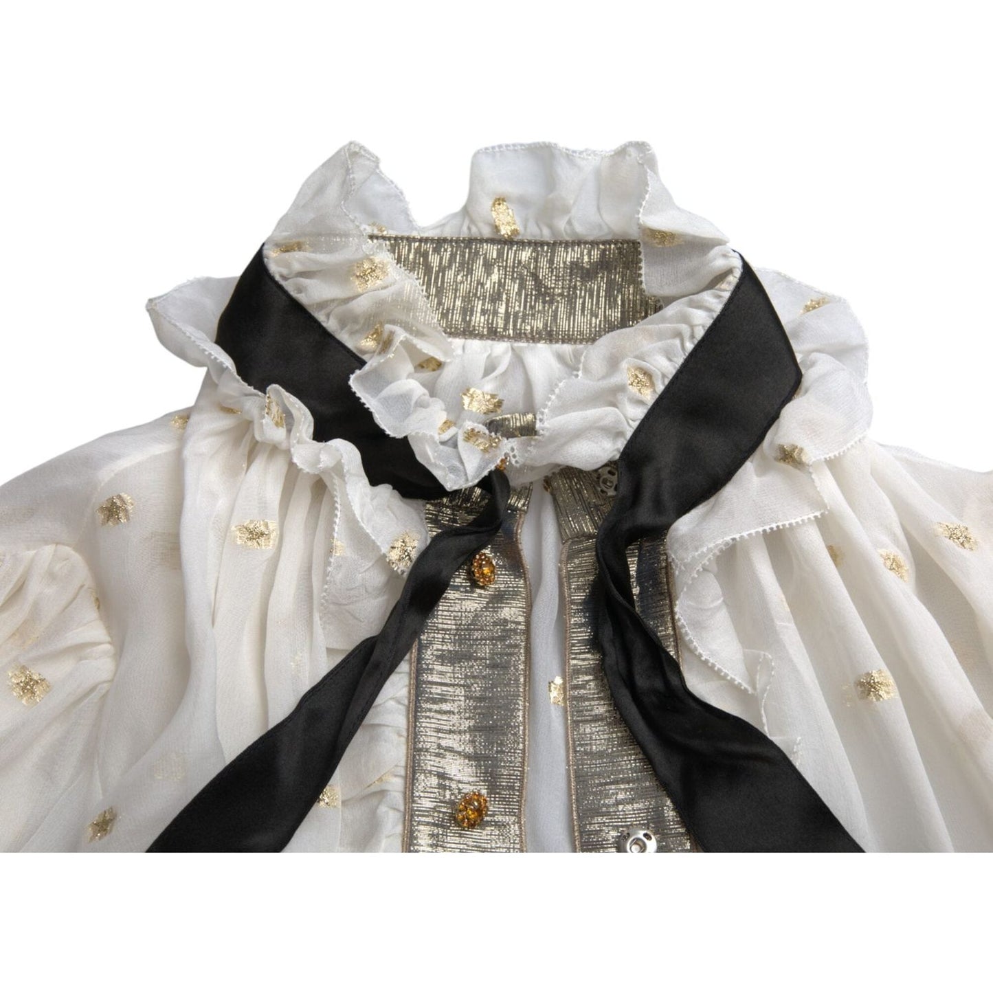 Dolce & Gabbana Off White Silk Blend Ascot Collar Blouse Top 1728,67345645728,Blouses - Shirts - Clothing,Clothing,Dolce & Gabbana,IT42|M,Material: 77% Silk 23% Polyester,New with tags,Off White,Shirts - Clothing,Tops & T-Shirts - Women - Clothing,Women,W