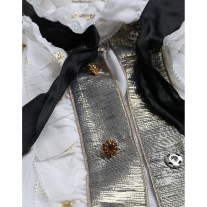 Dolce & Gabbana Off White Silk Blend Ascot Collar Blouse Top 1728,67345645728,Blouses - Shirts - Clothing,Clothing,Dolce & Gabbana,IT42|M,Material: 77% Silk 23% Polyester,New with tags,Off White,Shirts - Clothing,Tops & T-Shirts - Women - Clothing,Women,W