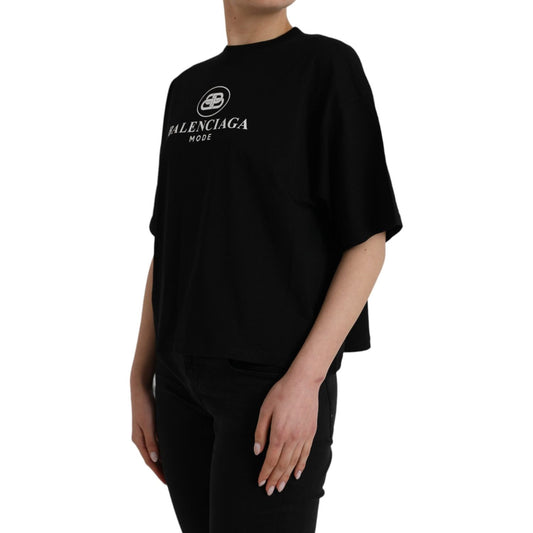 Balenciaga Black Cotton Logo Crew Neck Short Sleeves T-shirt Balenciaga