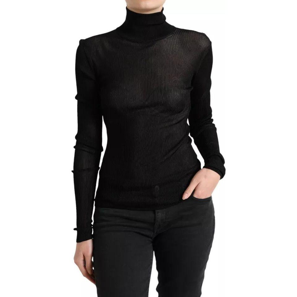 Dolce & Gabbana Black Viscose Turtle Neck Pullover Sweater 1728,67345645728,Black,Clothing,Dolce & Gabbana,IT44 | L,Material: 98% Viscose 2% Nylon,Preowned / Defect,Sweaters - Clothing,Sweaters - Women - Clothing,Turtlenecks - Sweaters - Clothing,Women,Wo