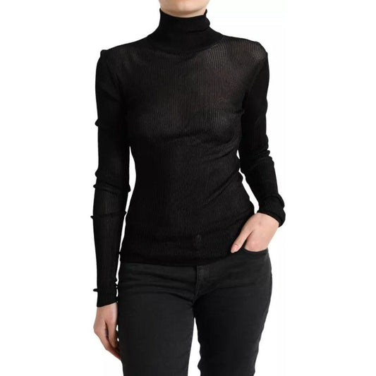 Dolce & Gabbana Black Viscose Turtle Neck Pullover Sweater 1728,67345645728,Black,Clothing,Dolce & Gabbana,IT44 | L,Material: 98% Viscose 2% Nylon,Preowned / Defect,Sweaters - Clothing,Sweaters - Women - Clothing,Turtlenecks - Sweaters - Clothing,Women,Wo