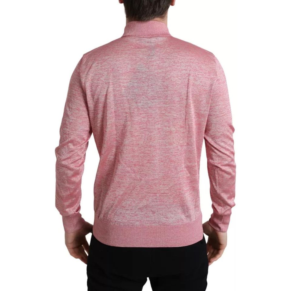 Dolce & Gabbana Pink Polyester Collared Men Pullover Sweater Dolce & Gabbana