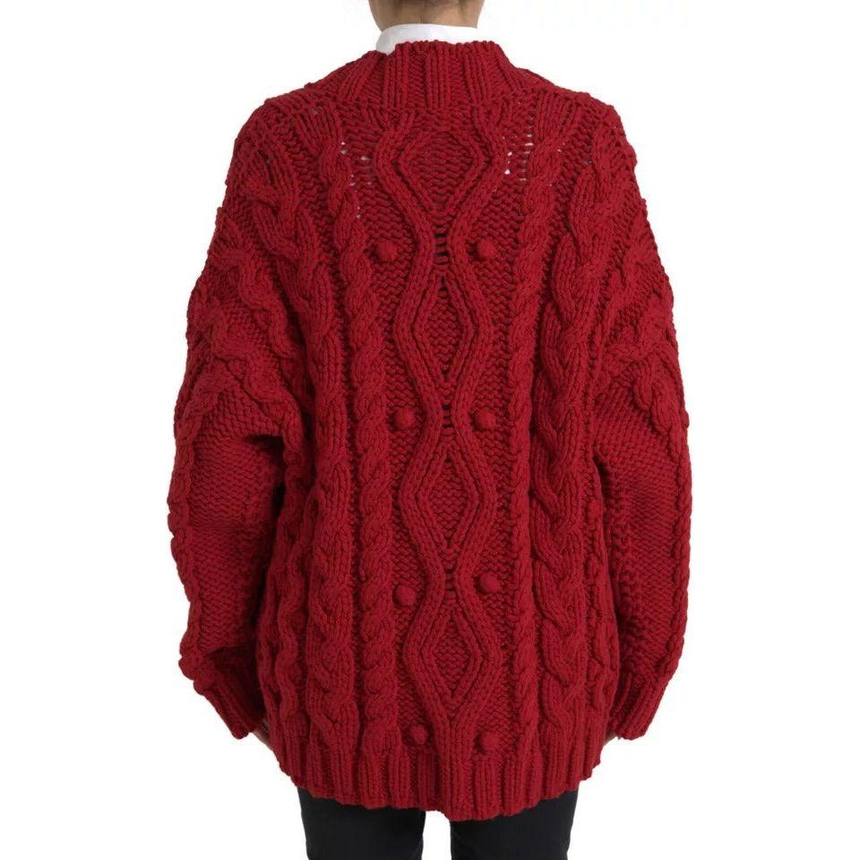 Dolce & Gabbana Red Wool Knit Button Down Cardigan Sweater Dolce & Gabbana