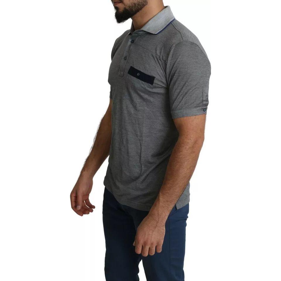 Dolce & Gabbana Gray Collared Silk Polo Top Shirt T-shirt Dolce & Gabbana