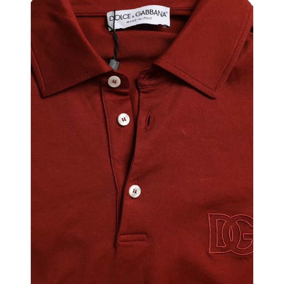 Dolce & Gabbana Red Logo Collared Short Sleeve Men T-shirt Dolce & Gabbana