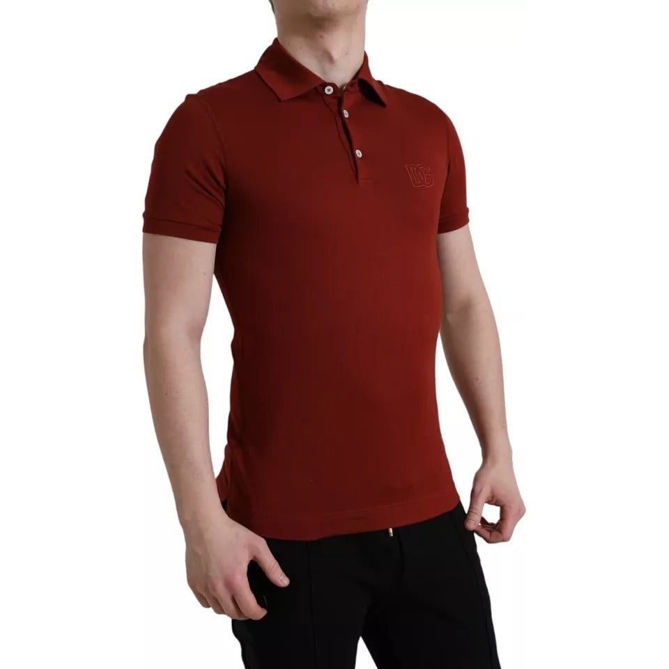 Dolce & Gabbana Red Logo Collared Short Sleeve Men T-shirt Dolce & Gabbana