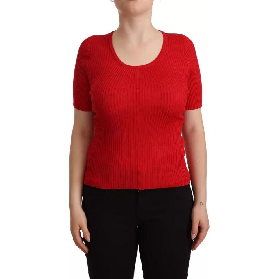 Dolce & Gabbana Red Silk T-shirt Short Sleeve Top Blouse Dolce & Gabbana