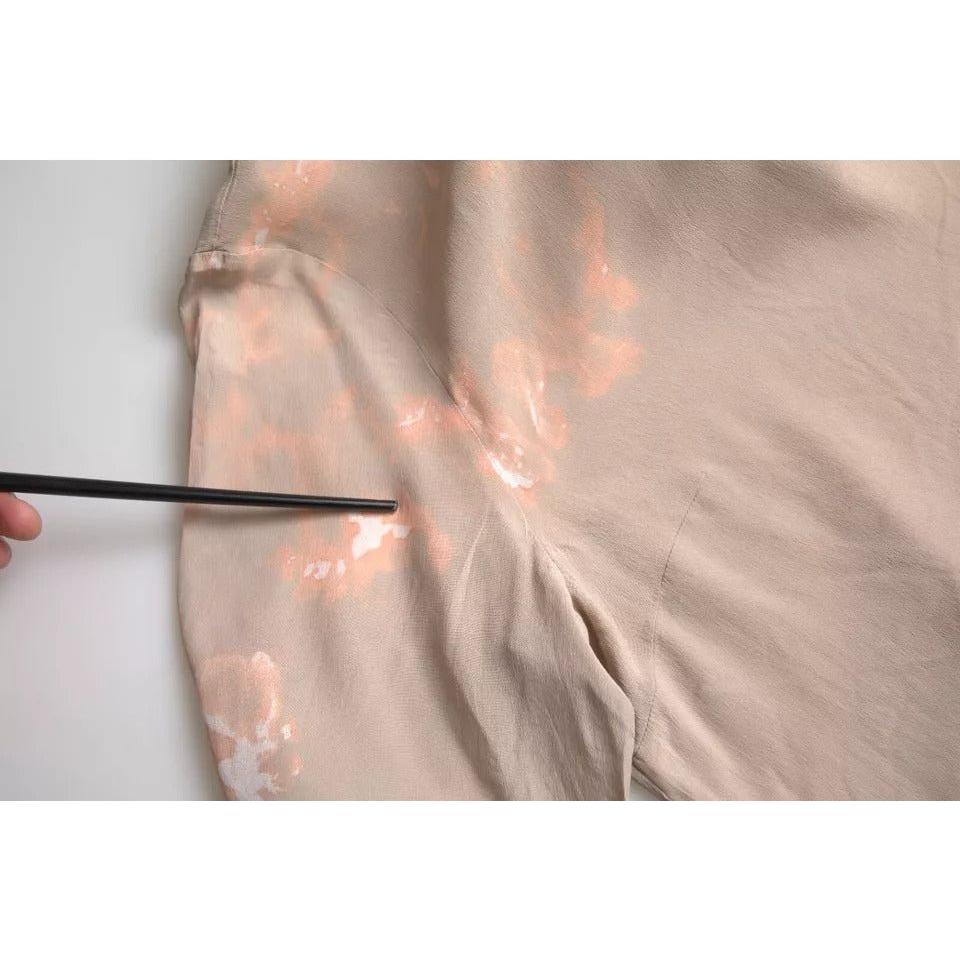 بلوزة دولتشي آند غابانا ذات الرقبة المستديرة والأكمام القصيرة باللون البني