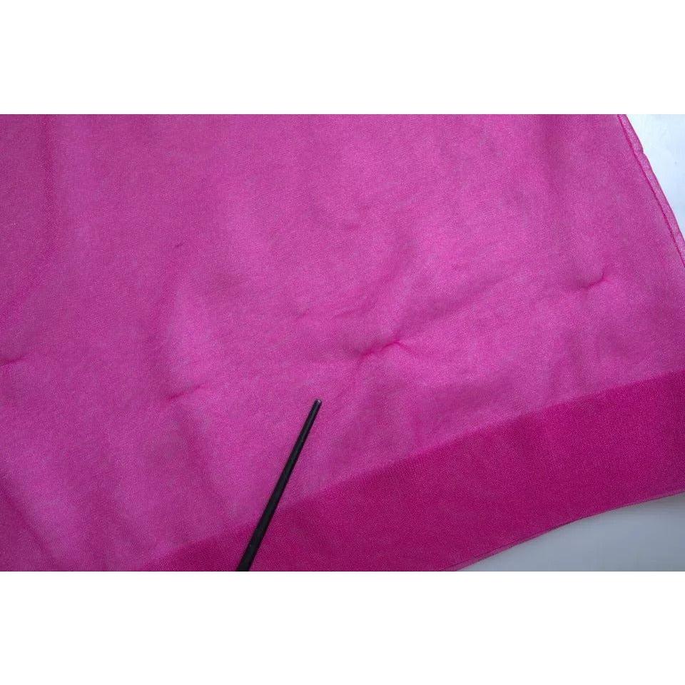 بلوزة دولتشي آند غابانا شفافة وردية اللون بأكمام طويلة وياقة دائرية