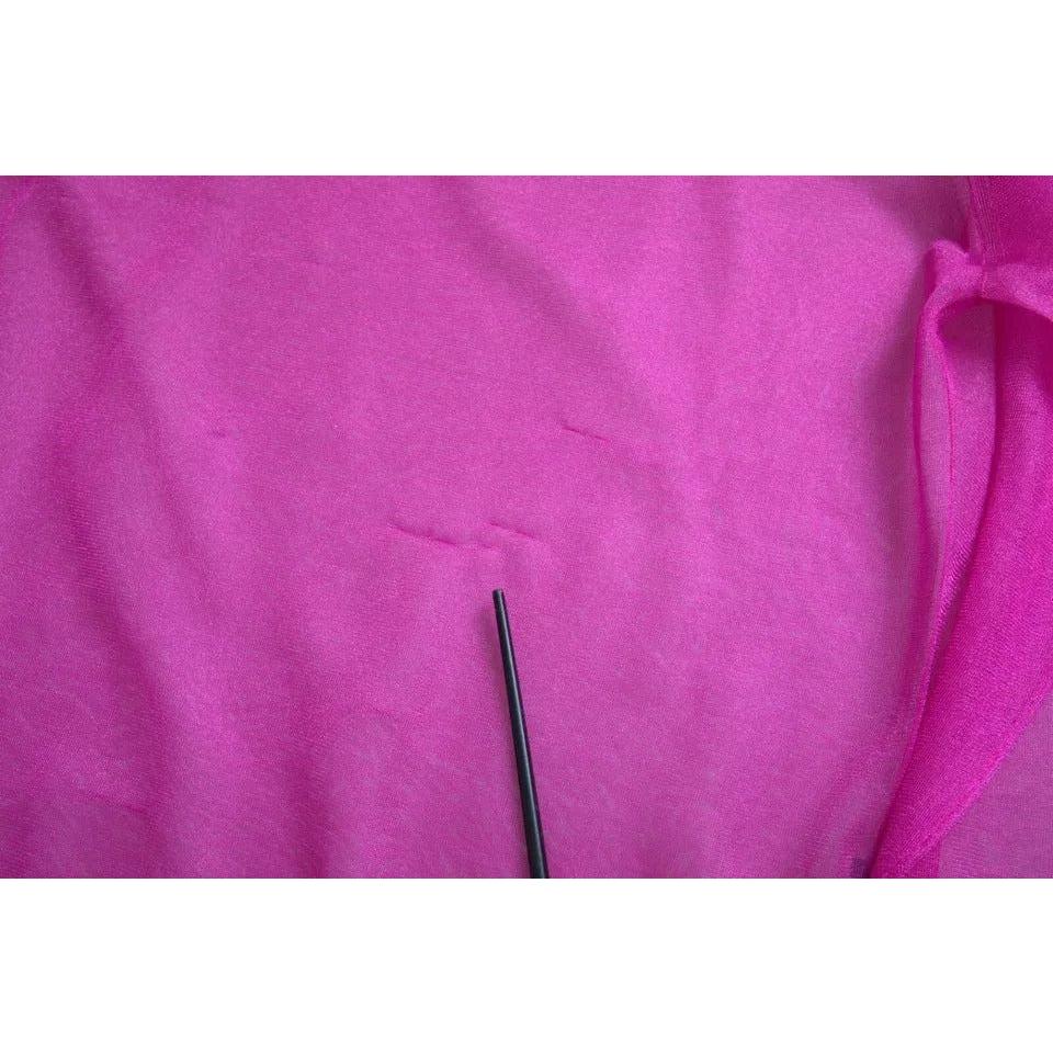 بلوزة دولتشي آند غابانا شفافة وردية اللون بأكمام طويلة وياقة دائرية