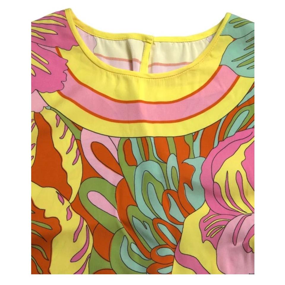 بلوزة بدون أكمام من الحرير متعدد الألوان مزينة بالزهور من دولتشي آند غابانا