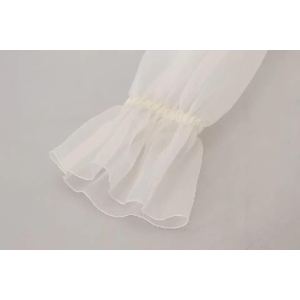 بلوزة دولتشي آند غابانا ذات الياقة البيضاء والأكمام الطويلة