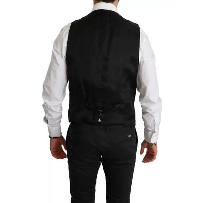 Dolce & Gabbana Black Stretch Waistcoat Formal Dress Wool Vest