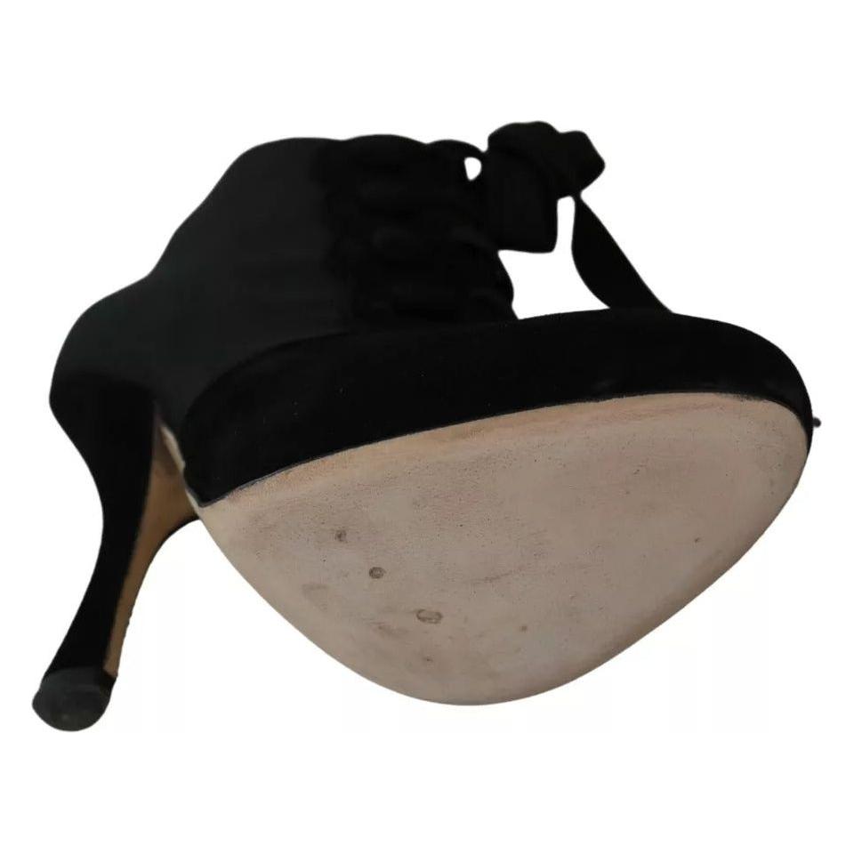 حذاء بوت قصير من الجلد المدبوغ باللون الأسود من دولتشي آند غابانا