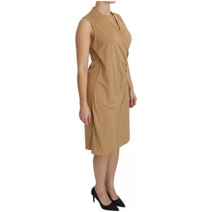 Ralph Lauren Brown V-neck Shift Knee Length Viscose Dress
