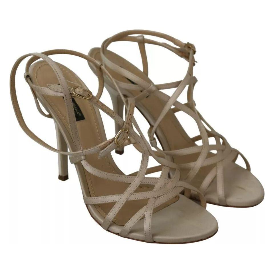 Dolce & Gabbana Gold Silk Ankle Strap Heels Sandals Shoes Dolce & Gabbana