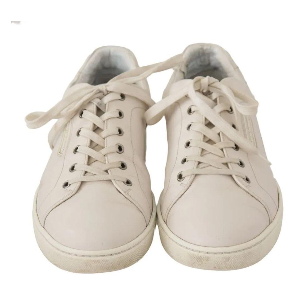 Dolce & Gabbana White Casual Leather Logo Men Sneakers Shoes Dolce & Gabbana