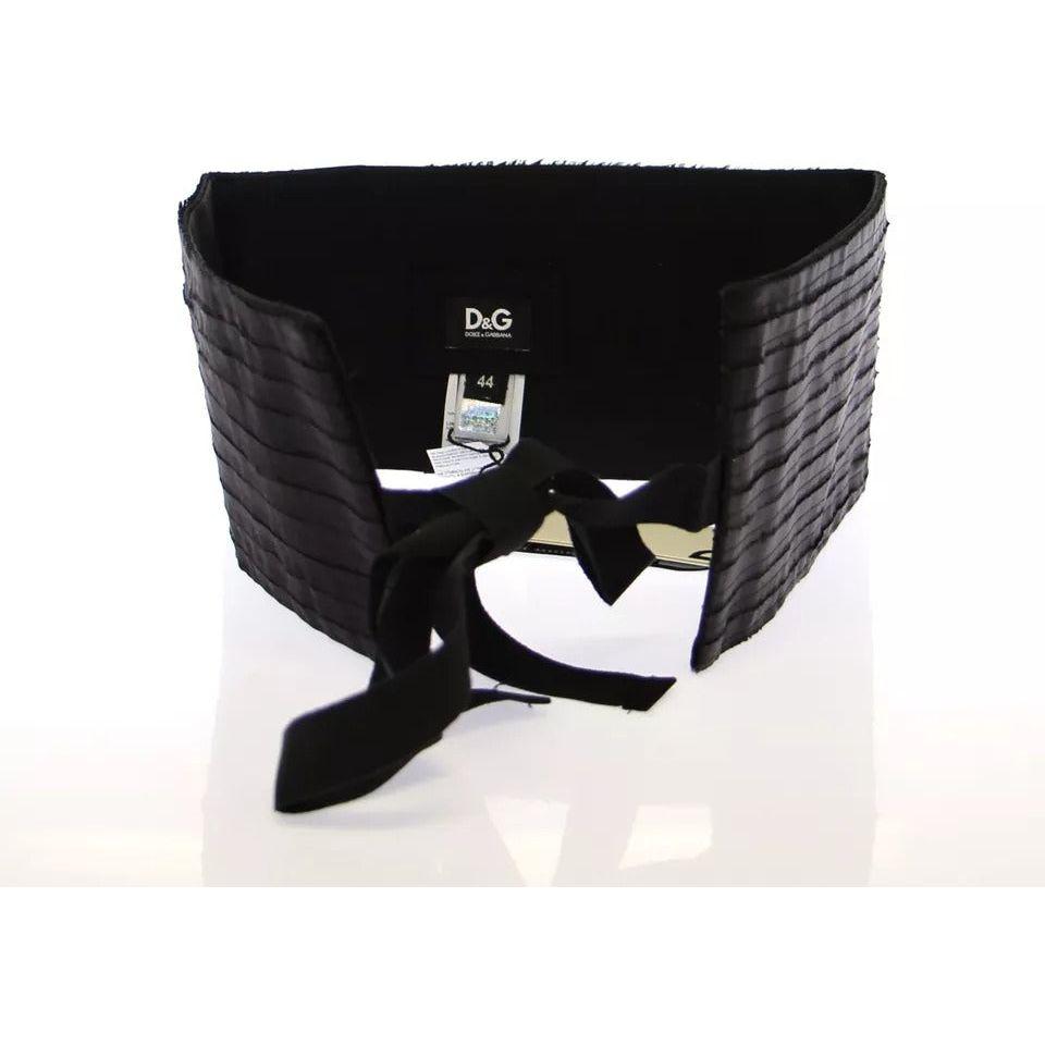 حزام الخصر الحريري الأسود للنساء من دولتشي آند غابانا