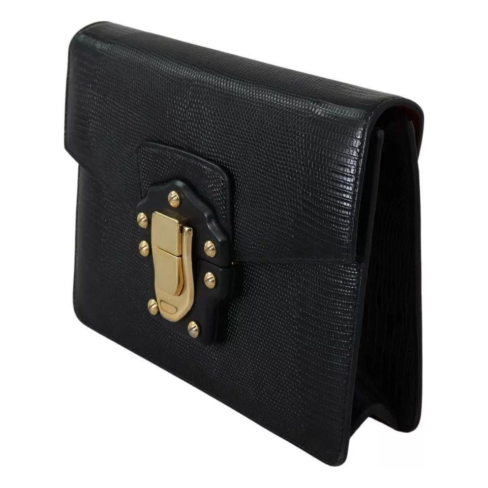 Dolce & Gabbana Black Leather Gold Metal Mini Women Purse Bag Lucia Wallet Dolce & Gabbana