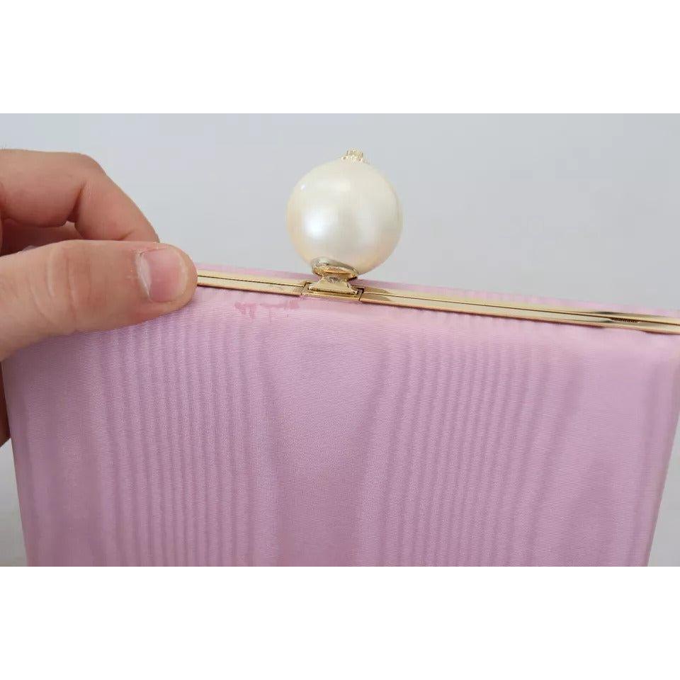 Dolce & Gabbana Pink Silk Gold Frame Clutch Evening Party Purse Bag Dolce & Gabbana