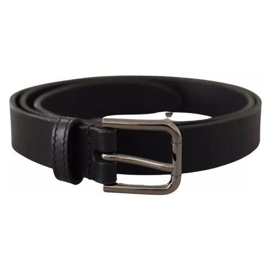 Dolce & Gabbana Black Calf Leather Classic Metal Logo Buckle Belt Dolce & Gabbana Black