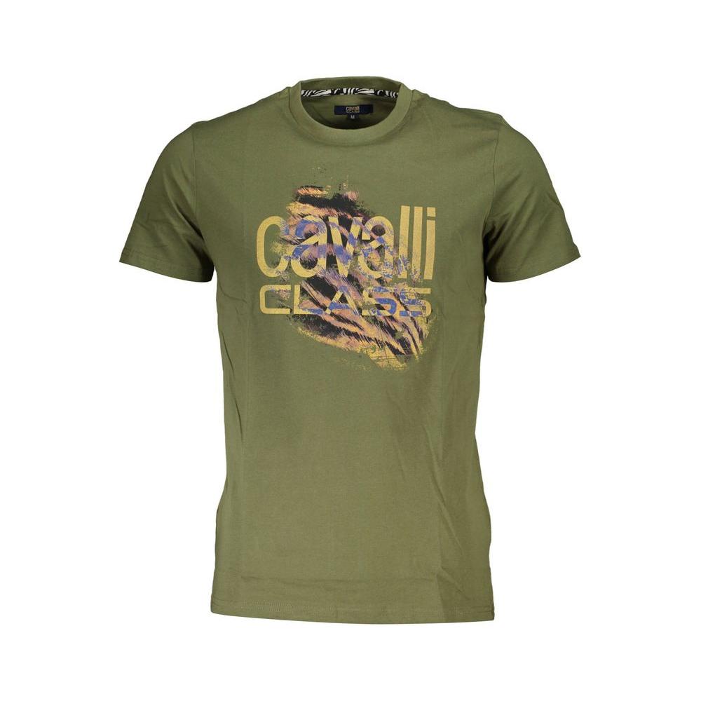 Cavalli Class Green Cotton T-Shirt Cavalli Class