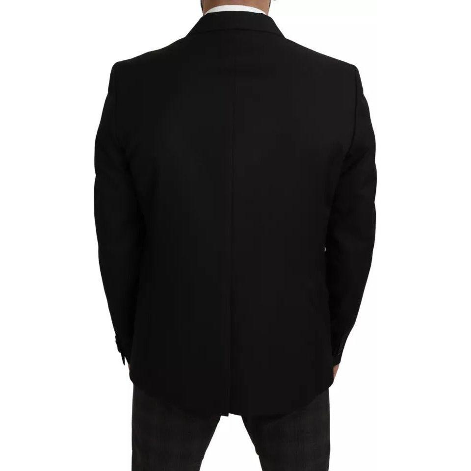 Dolce & Gabbana Black Wool Slim Fit Notch Jacket Blazer Dolce & Gabbana