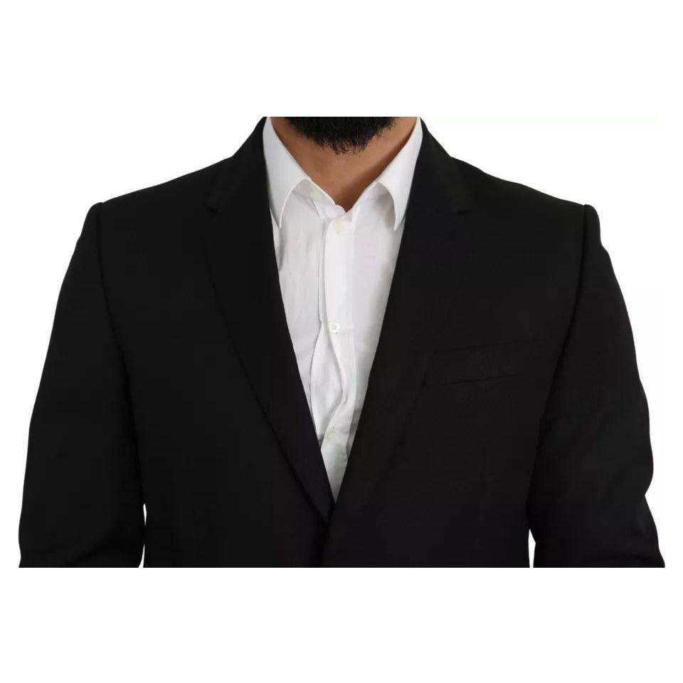 Dolce & Gabbana Black Wool Slim Fit Notch Jacket Blazer Dolce & Gabbana