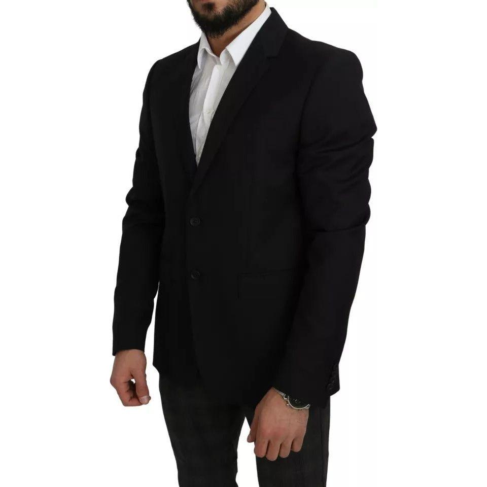 Dolce & Gabbana Black Wool Slim Fit Notch Jacket Blazer Dolce & Gabbana